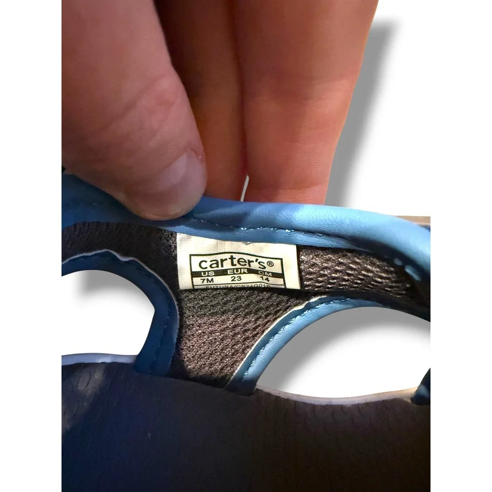 Carter's Toddler Shark Sandals Size‎ 7M Blue Grey Light-Up Summer Shoes NEW